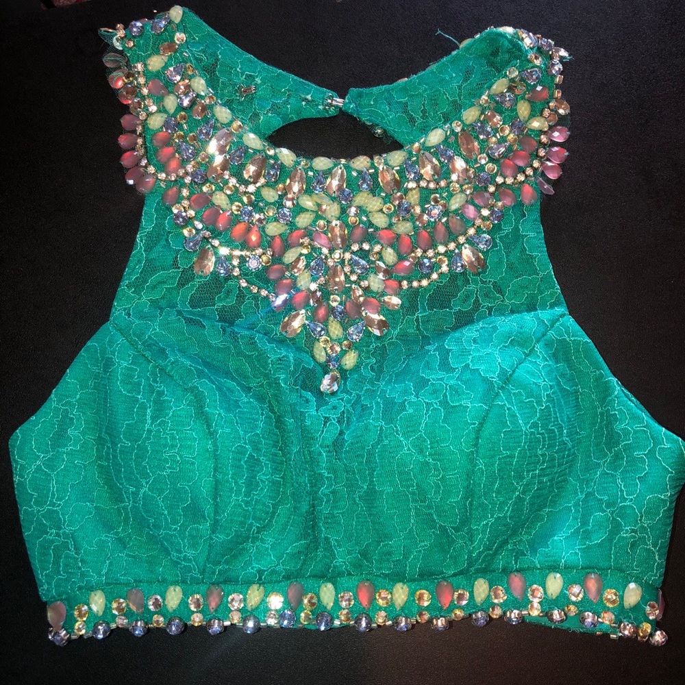 Teal two piece Rachel Allan size 0